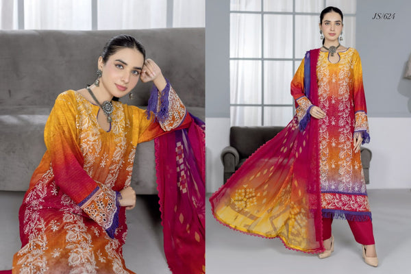 Panache Embroidered Lawn 3-Piece Suit with Printed Chiffon Dupatta